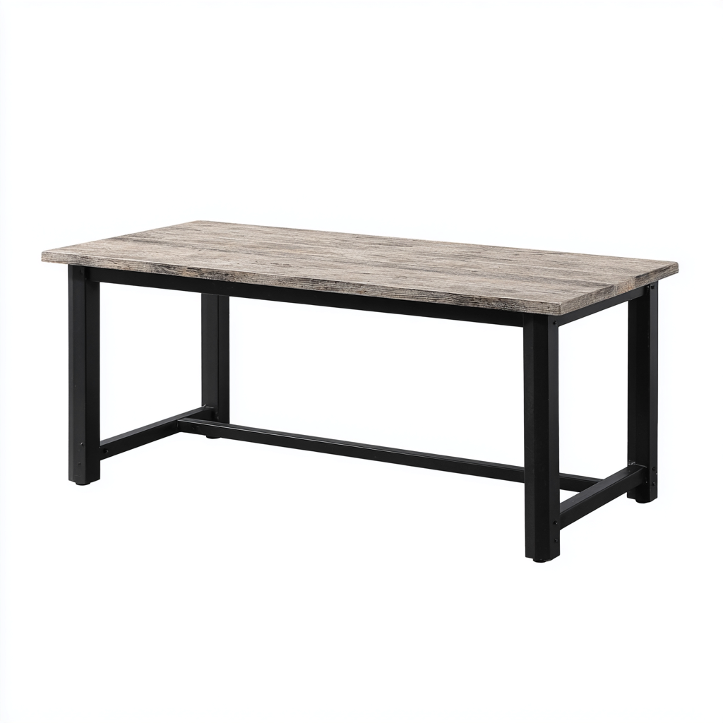 Mesa de jardín - metal - madera - 150x70x75 cm - gris-negro - estilo moderno-Bamboogonest