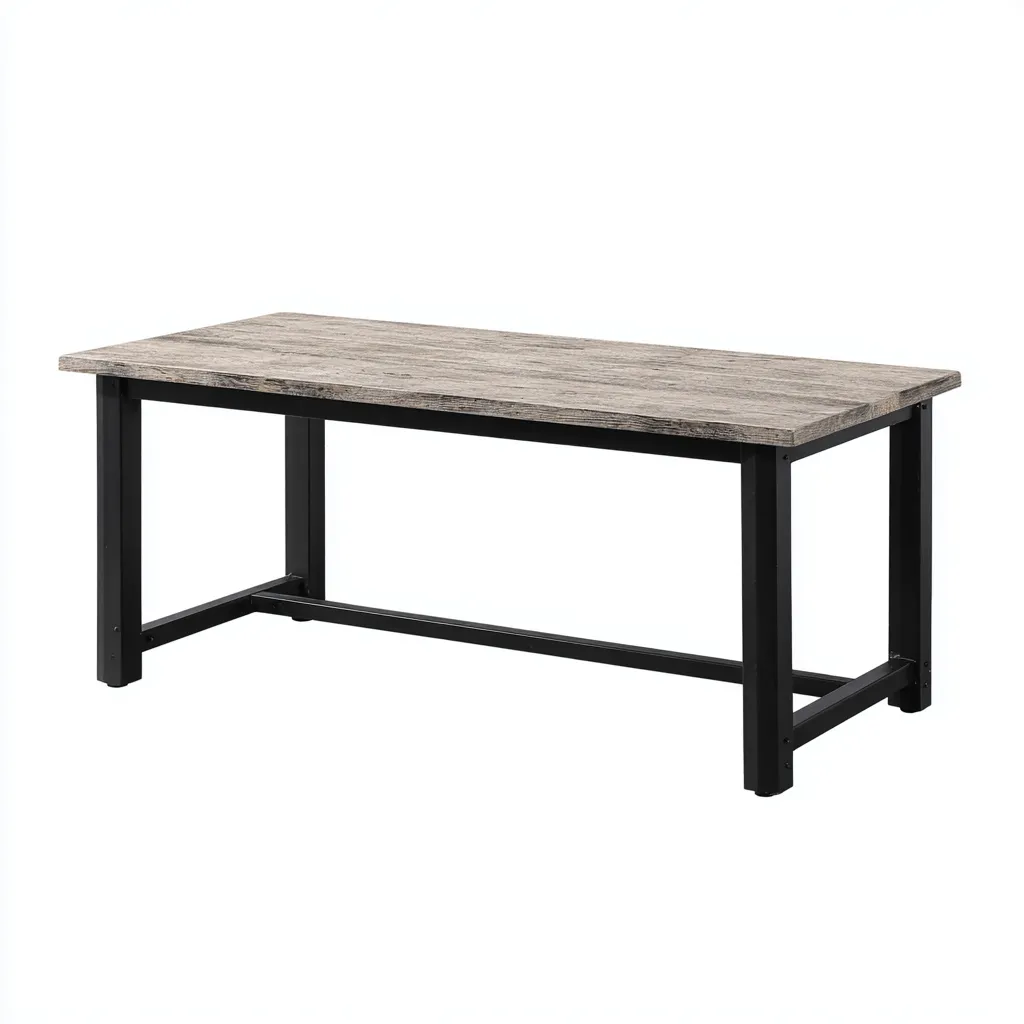 Mesa de jardín - metal - madera - 150x70x75 cm - gris-negro - estilo moderno-Bamboogonest