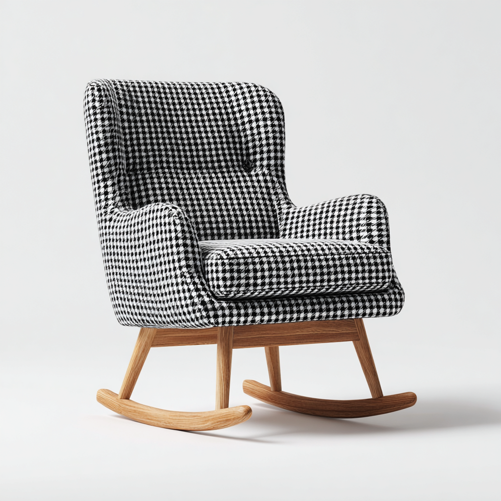 Mecedora - tela - 90x78x100 cm - blanco-negro - diseño contemporáneo-Bamboogonest