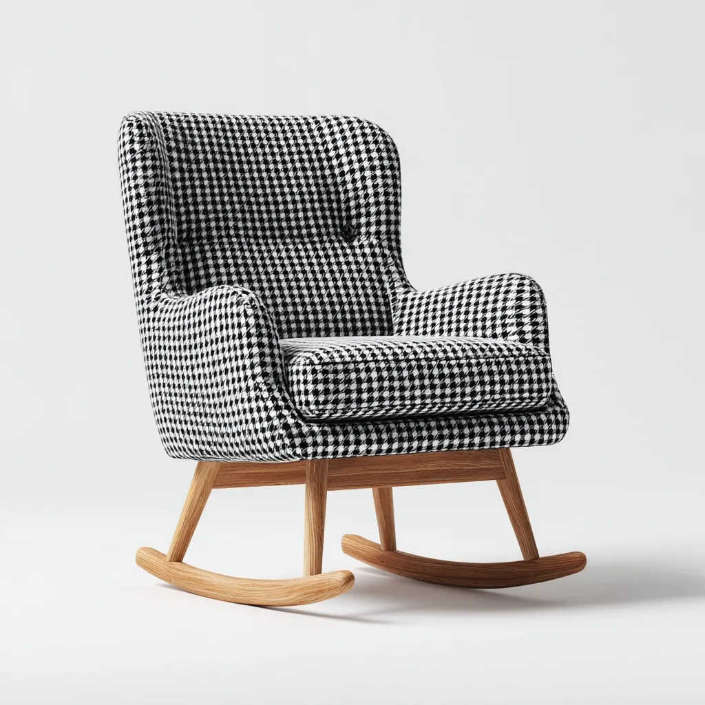 Mecedora - tela - 90x78x100 cm - blanco-negro - diseño contemporáneo-Bamboogonest