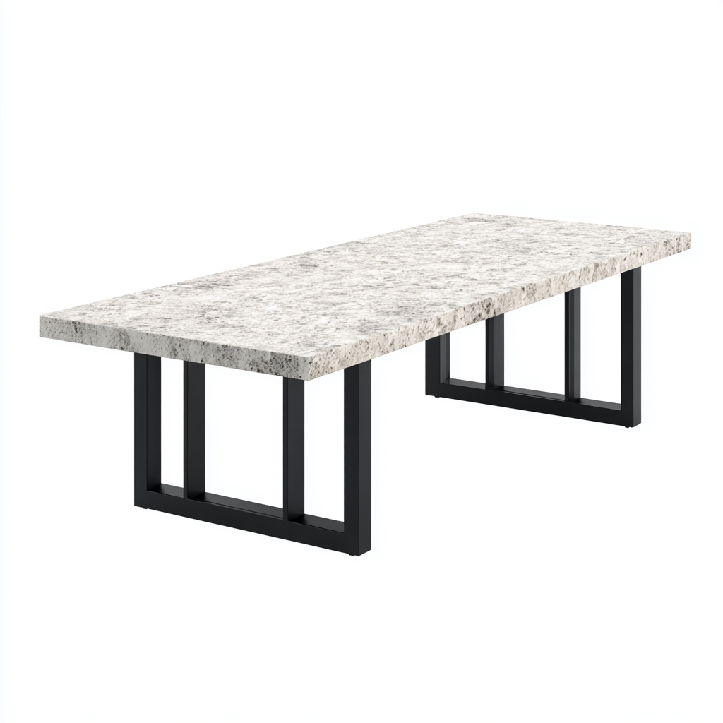 Mesa de jardín - piedra - metal - 190x85x75 cm - gris-negro - diseño moderno industrial-Bamboogonest