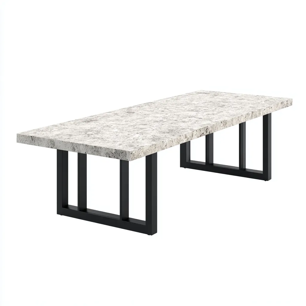 Mesa de jardín - piedra - metal - 190x85x75 cm - gris-negro - diseño moderno industrial-Bamboogonest