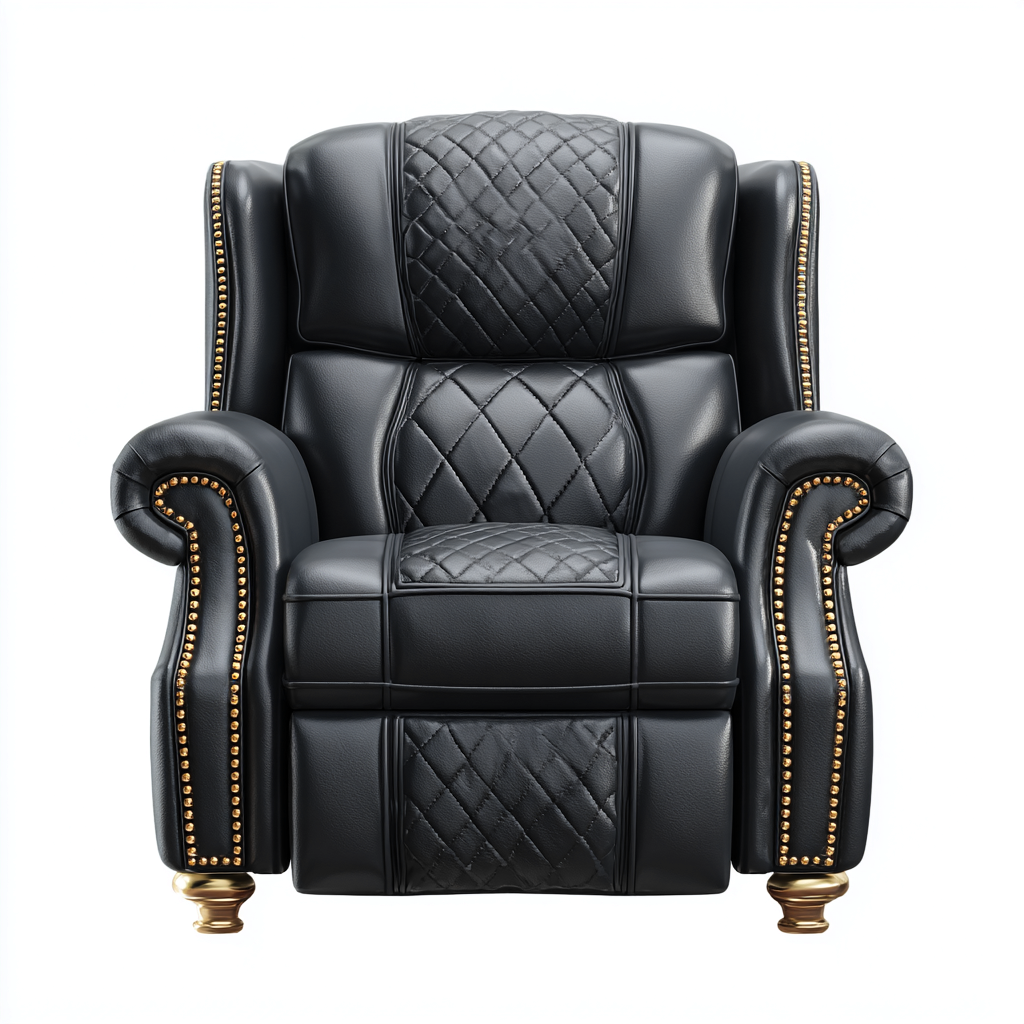 Sillón reclinable - cuero sintético - 108x102x114 cm - negro - diseño clásico-Bamboogonest