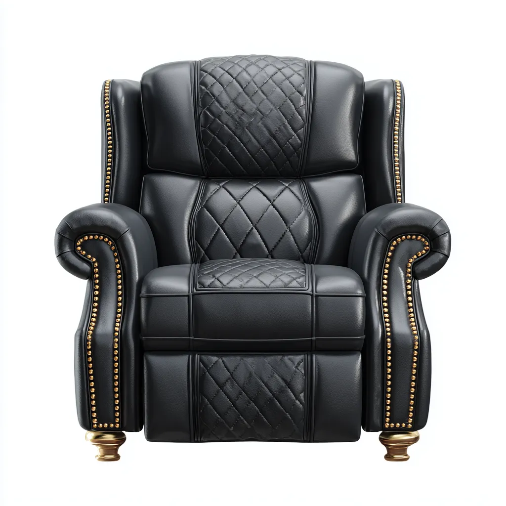 Sillón reclinable - cuero sintético - 108x102x114 cm - negro - diseño clásico-Bamboogonest