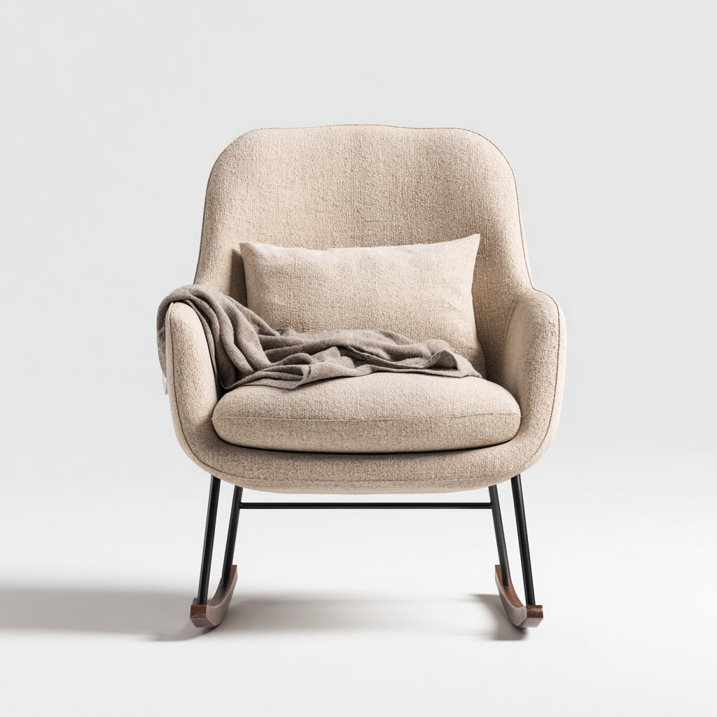 Mecedora - tela - 90x76x100 cm - beige-negro - estilo moderno-Bamboogonest