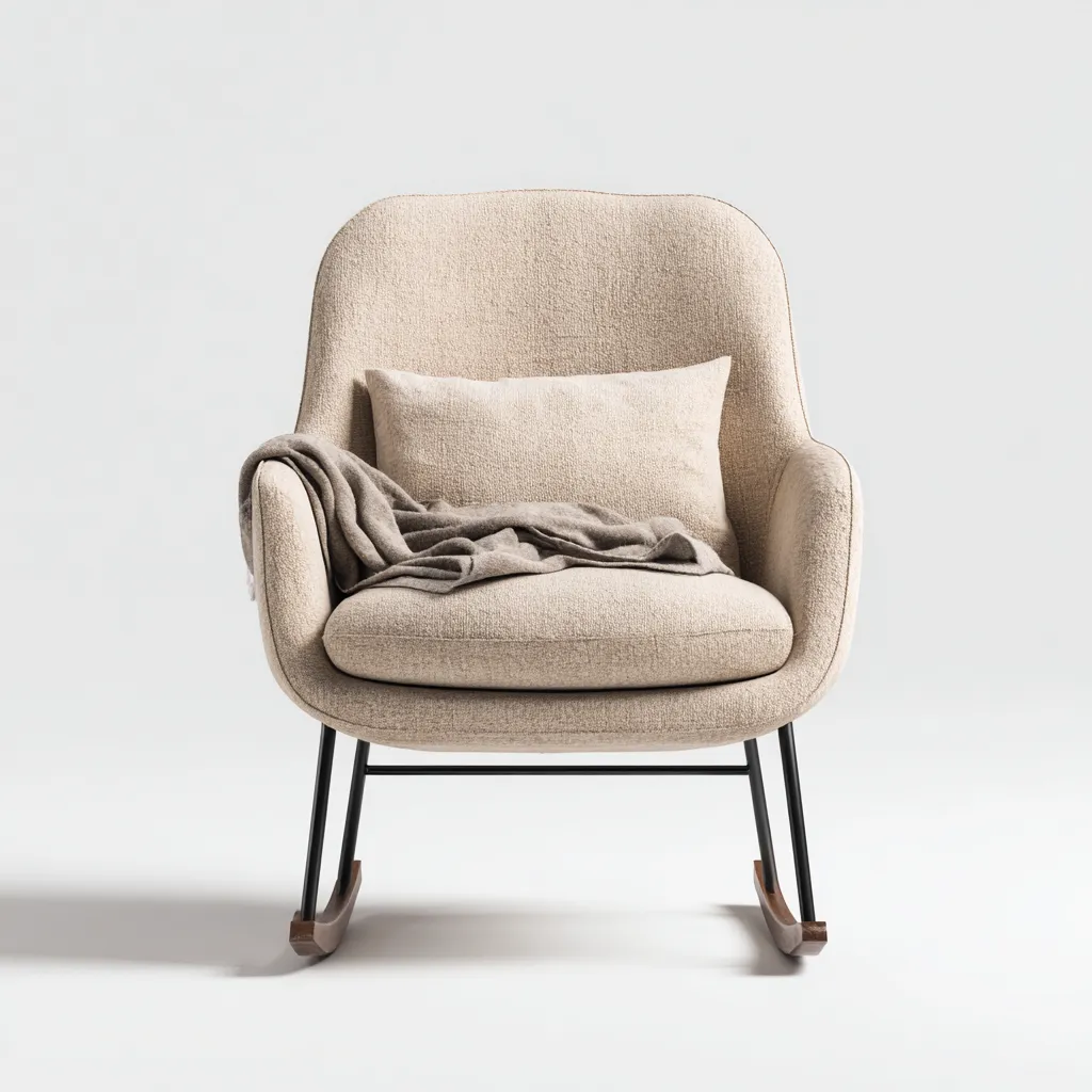 Mecedora - tela - 90x76x100 cm - beige-negro - estilo moderno-Bamboogonest