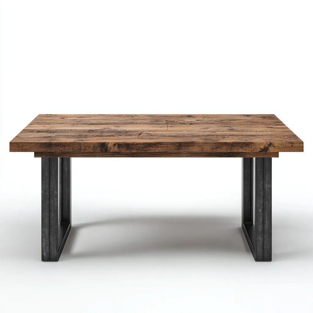 Mesa de jardín - madera - metal - 180x90x75 cm - marrón-negro - diseño rústico industrial-Bamboogonest