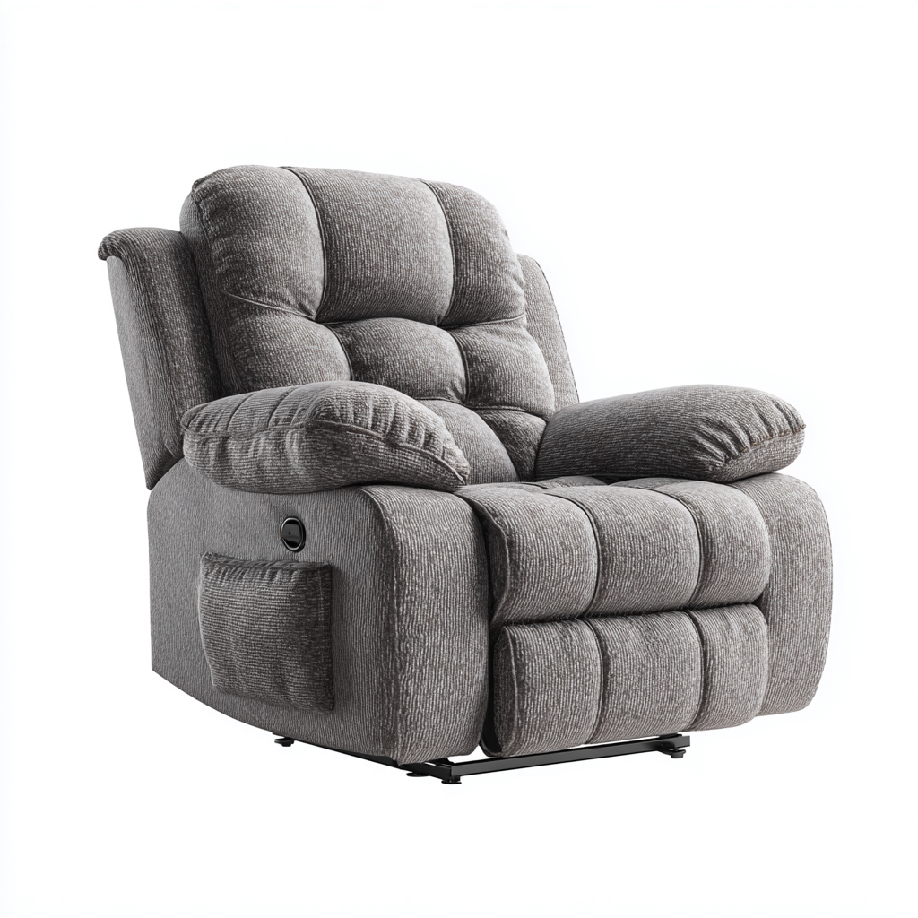 Sillón reclinable - tela - 105x100x105 cm - gris - diseño moderno-Bamboogonest