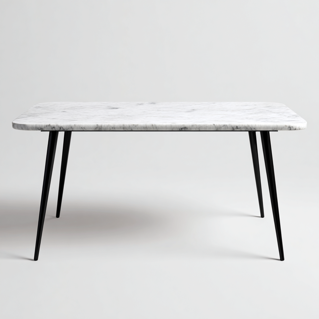 Mesa de jardín - mármol - metal - 160x80x75 cm - blanco-negro - diseño moderno minimalista-Bamboogonest