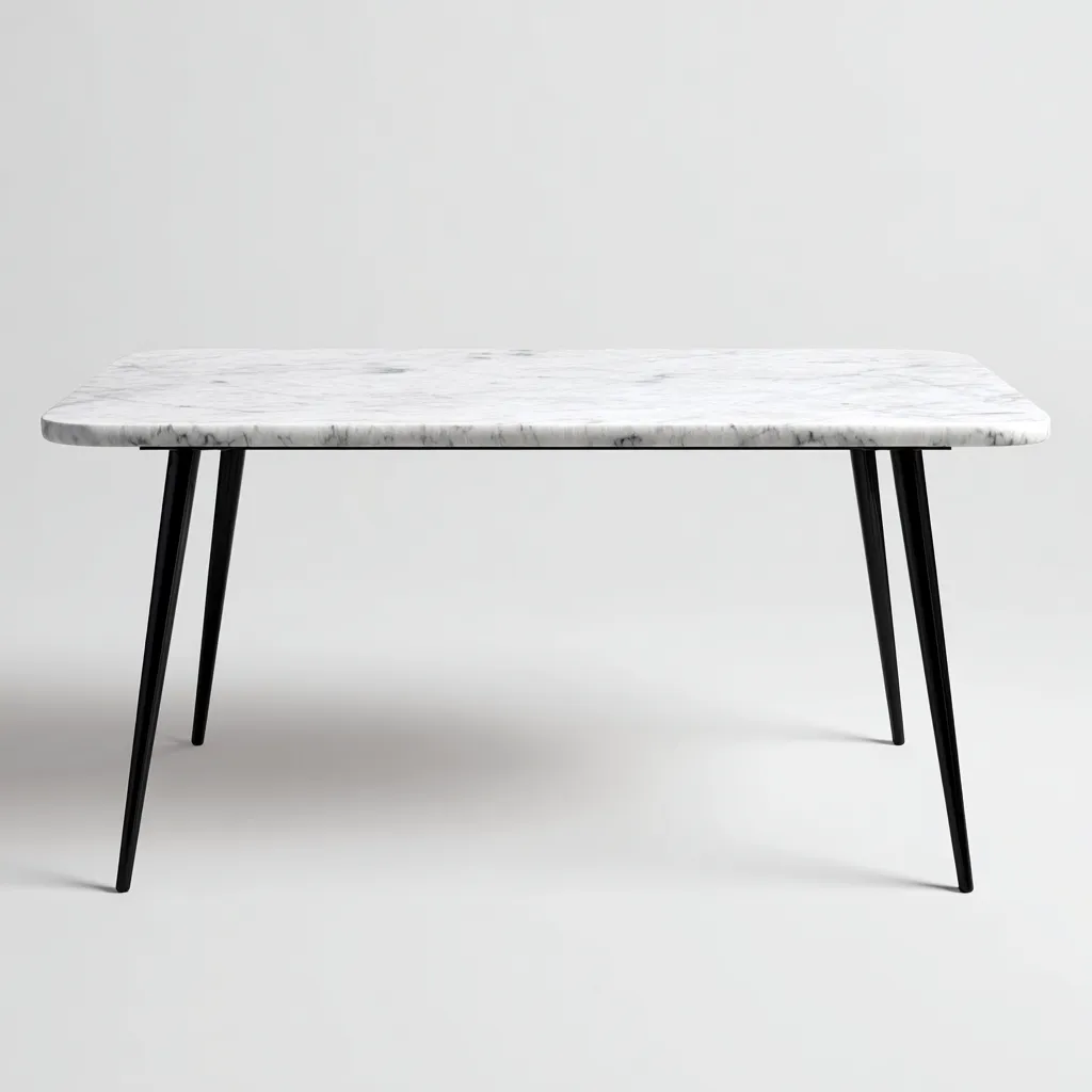 Mesa de jardín - mármol - metal - 160x80x75 cm - blanco-negro - diseño moderno minimalista-Bamboogonest