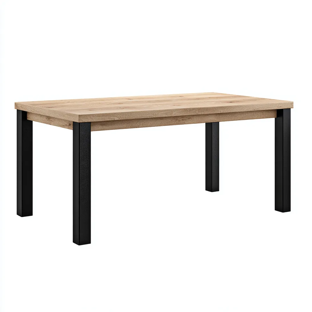 Mesa de jardín - madera-metal - 140x80x75 cm - natural-negro - diseño contemporáneo-Bamboogonest
