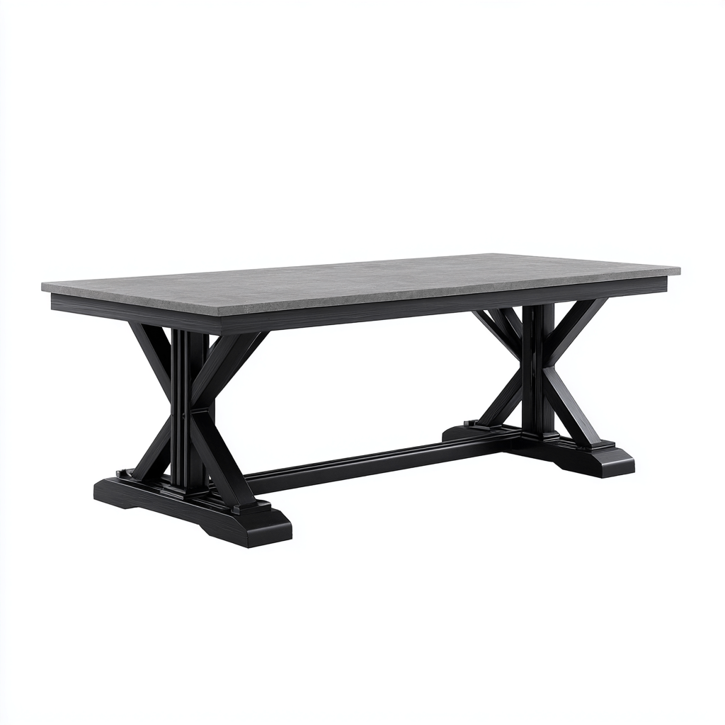 Mesa de jardín - metal - madera - 200x90x75 cm - gris-negro - estilo moderno-Bamboogonest