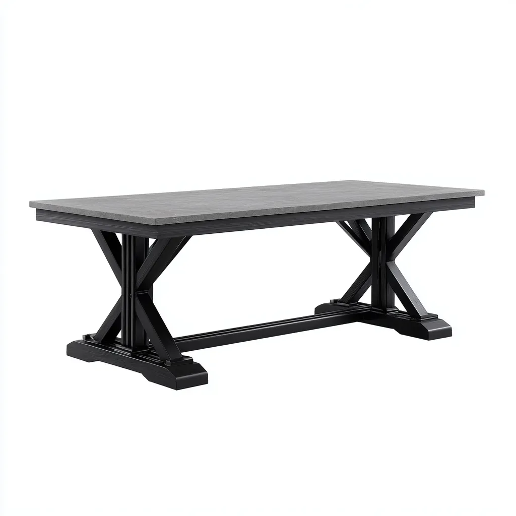 Mesa de jardín - metal - madera - 200x90x75 cm - gris-negro - estilo moderno-Bamboogonest
