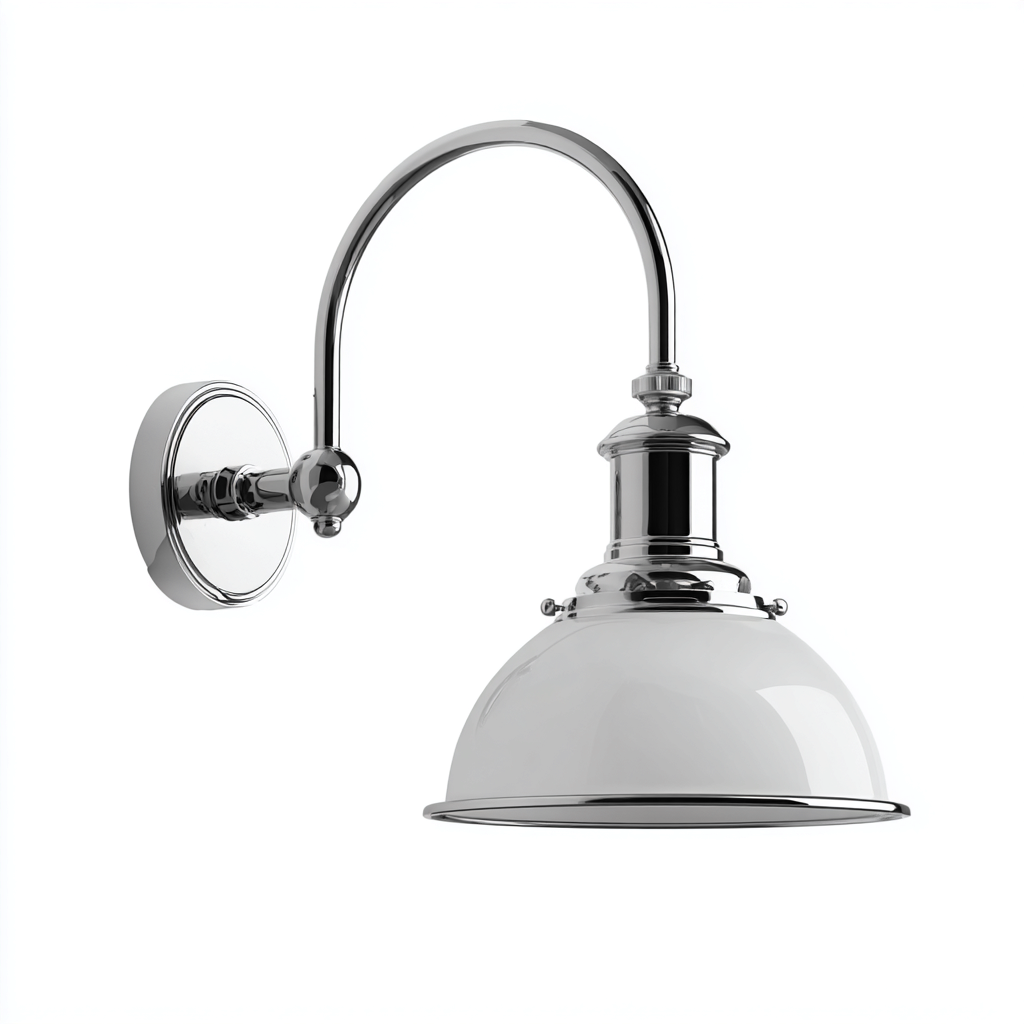 Aplique de pared - metal - vidrio - 30x23 cm - cromado-blanco - diseño clásico-Bamboogonest