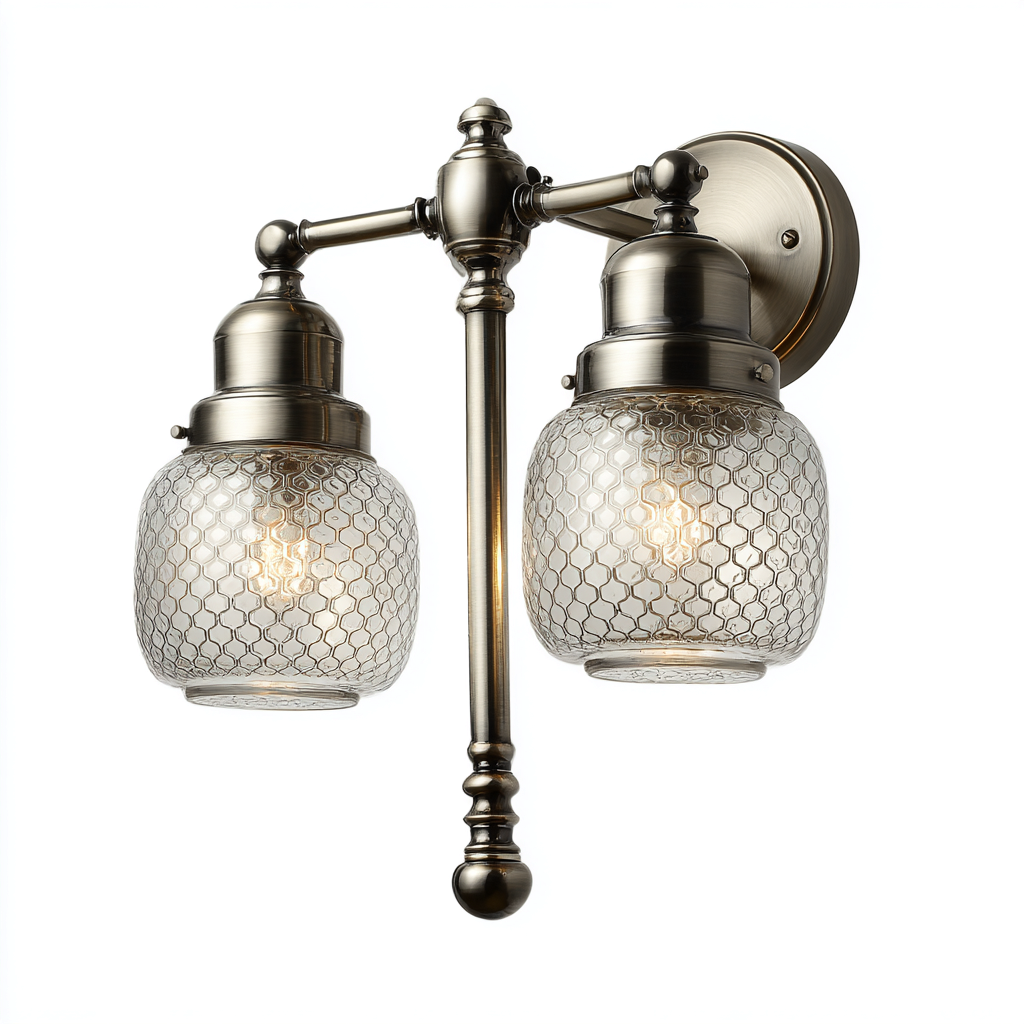 Aplique de pared - metal - vidrio - 34x40 cm - plateado-ámbar - diseño clásico-Bamboogonest