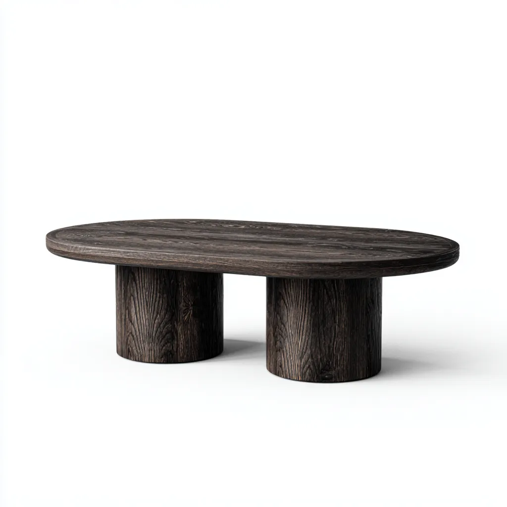 Mesa de centro - madera - 120x70x42 cm - marrón oscuro - diseño moderno minimalista-Bamboogonest