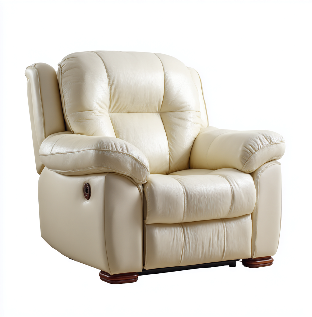 Sillón reclinable - cuero - 106x102x105 cm - beige - diseño moderno-Bamboogonest
