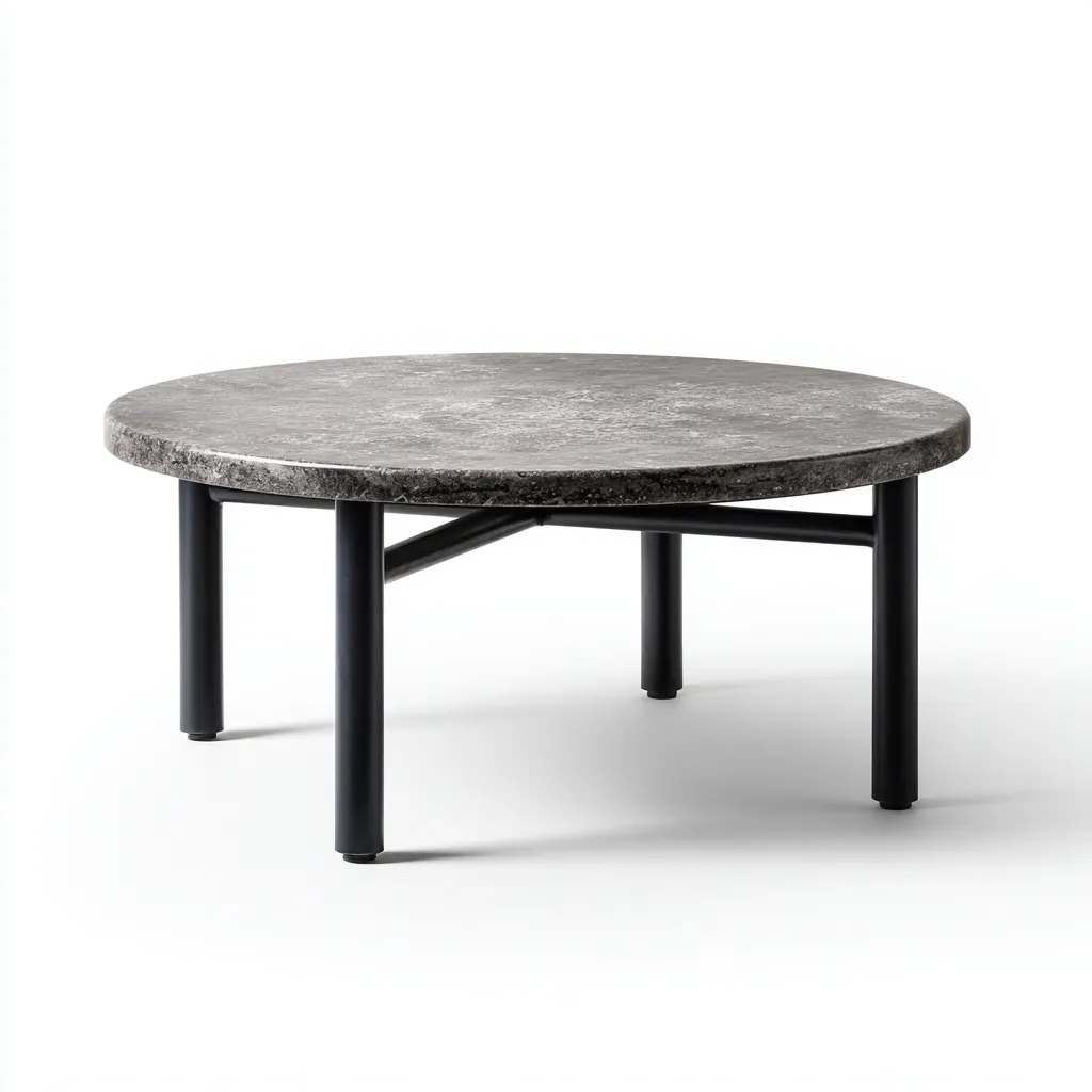 Mesa de centro - metal - 80x42 cm - gris - diseño moderno minimalista-Bamboogonest