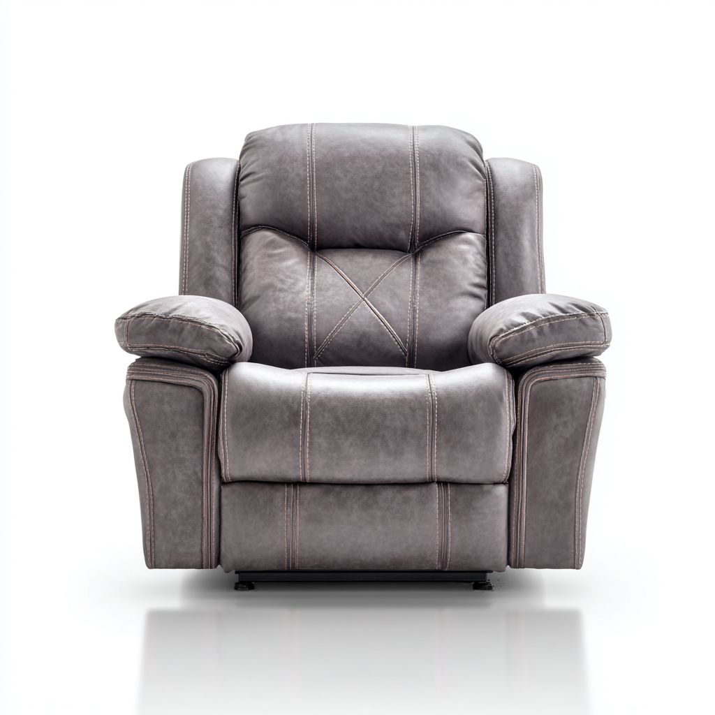 Sillón reclinable - cuero sintético - 99x94x105 cm - gris - diseño moderno-Bamboogonest