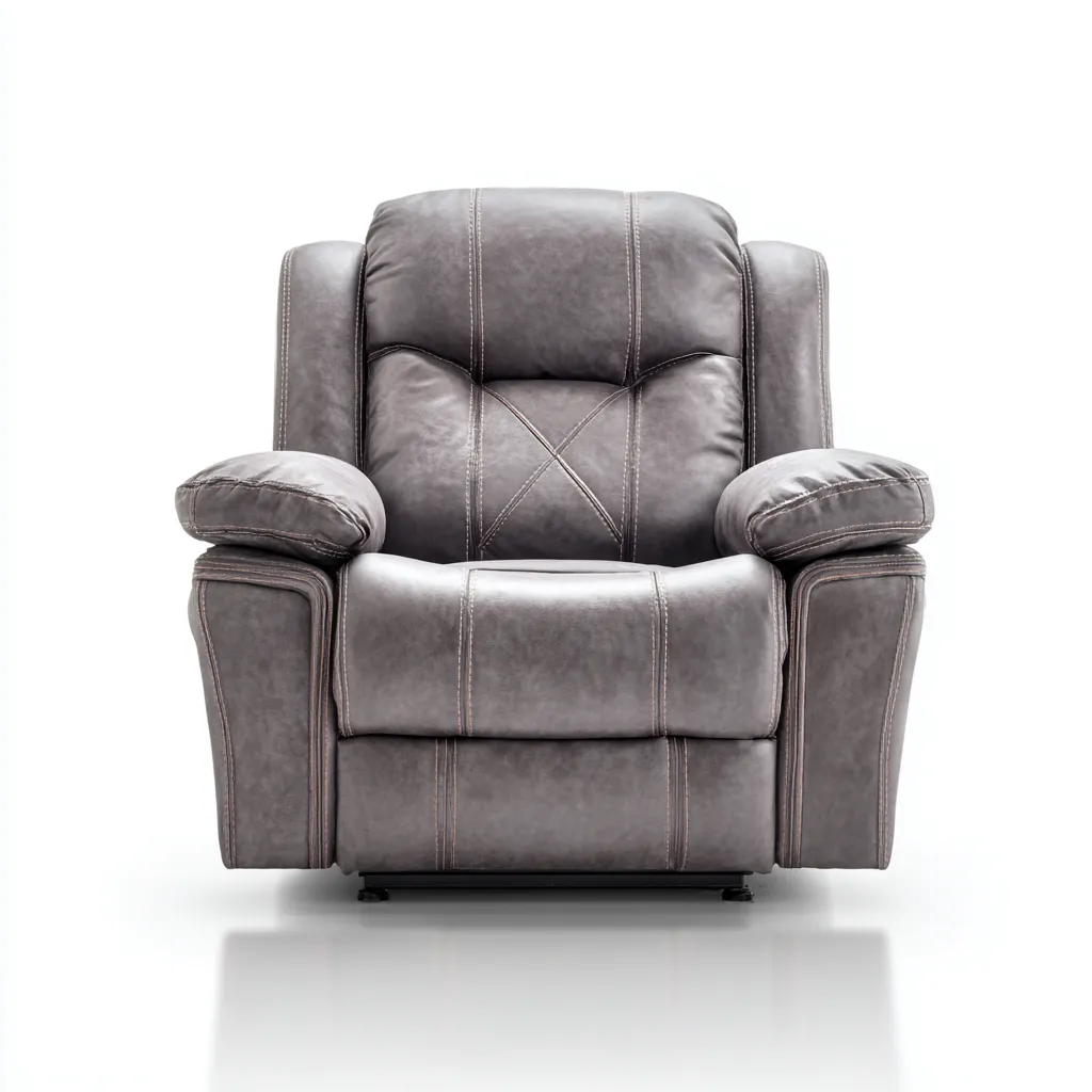 Sillón reclinable - cuero sintético - 99x94x105 cm - gris - diseño moderno-Bamboogonest