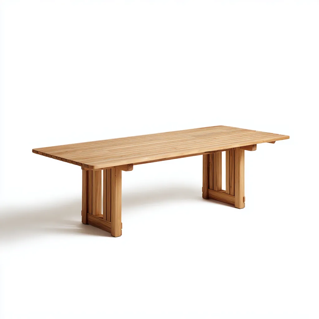 Mesa de jardín - madera - 210x90x75 cm - marrón - diseño rústico natural-Bamboogonest