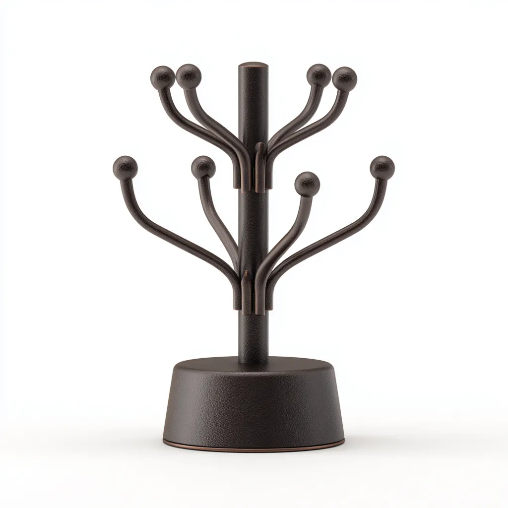 Perchero-metal-18x18x32 cm-marrón-diseño compacto-Bamboogonest