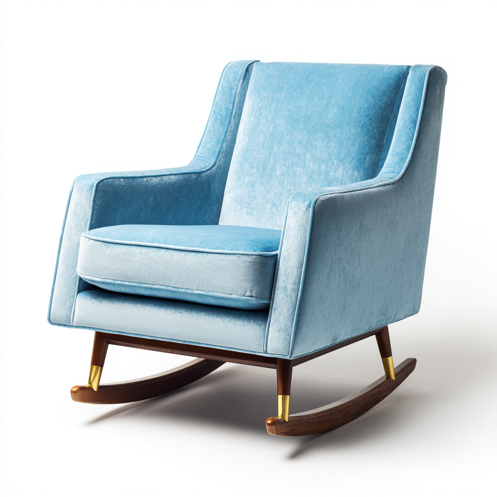 Mecedora - tela - 95x80x95 cm - azul claro - estilo moderno-Bamboogonest