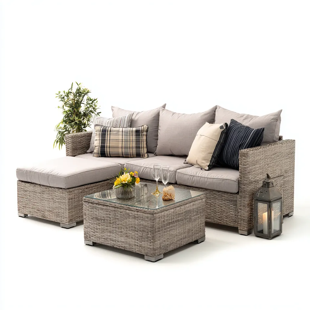 Sofá de jardín - ratán sintético - 190x80x80 cm - gris claro - diseño moderno-Bamboogonest