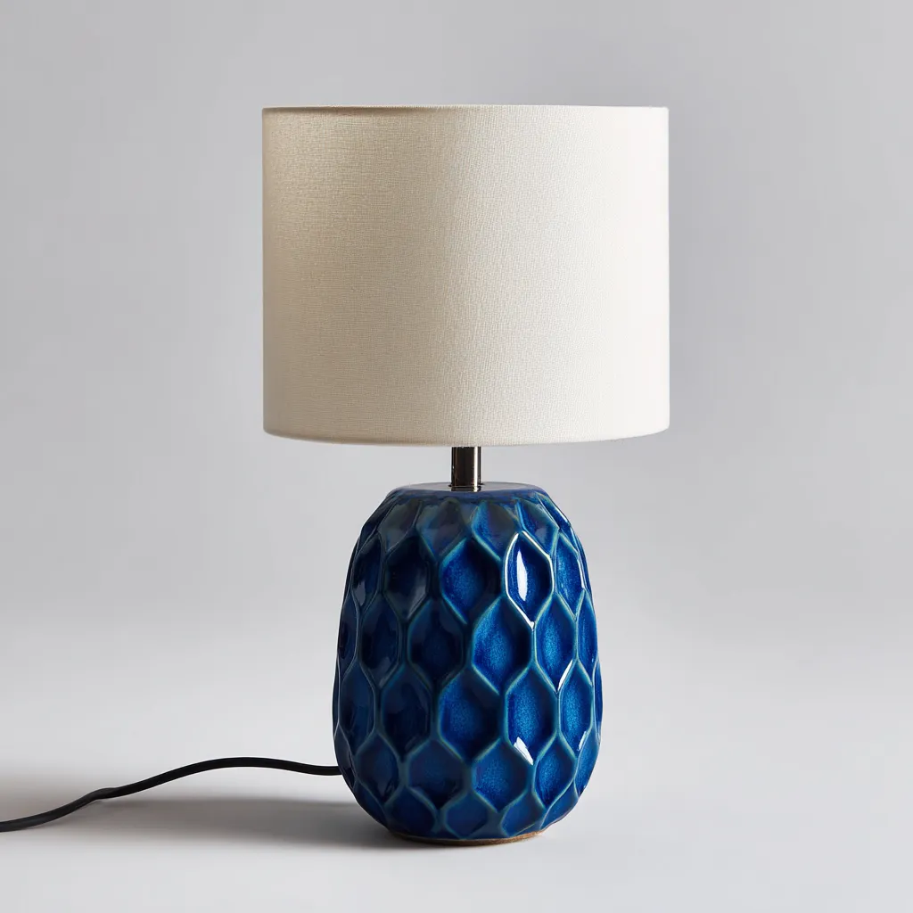 Lámpara de mesa-cerámica-textil-27x41 cm-azul-blanco-moderno-Bamboogonest