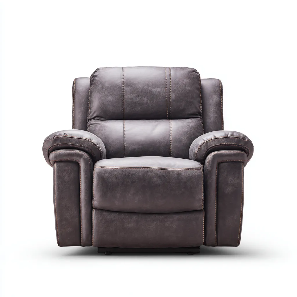 Sillón reclinable - cuero - 102x96x102 cm - marrón - diseño moderno-Bamboogonest