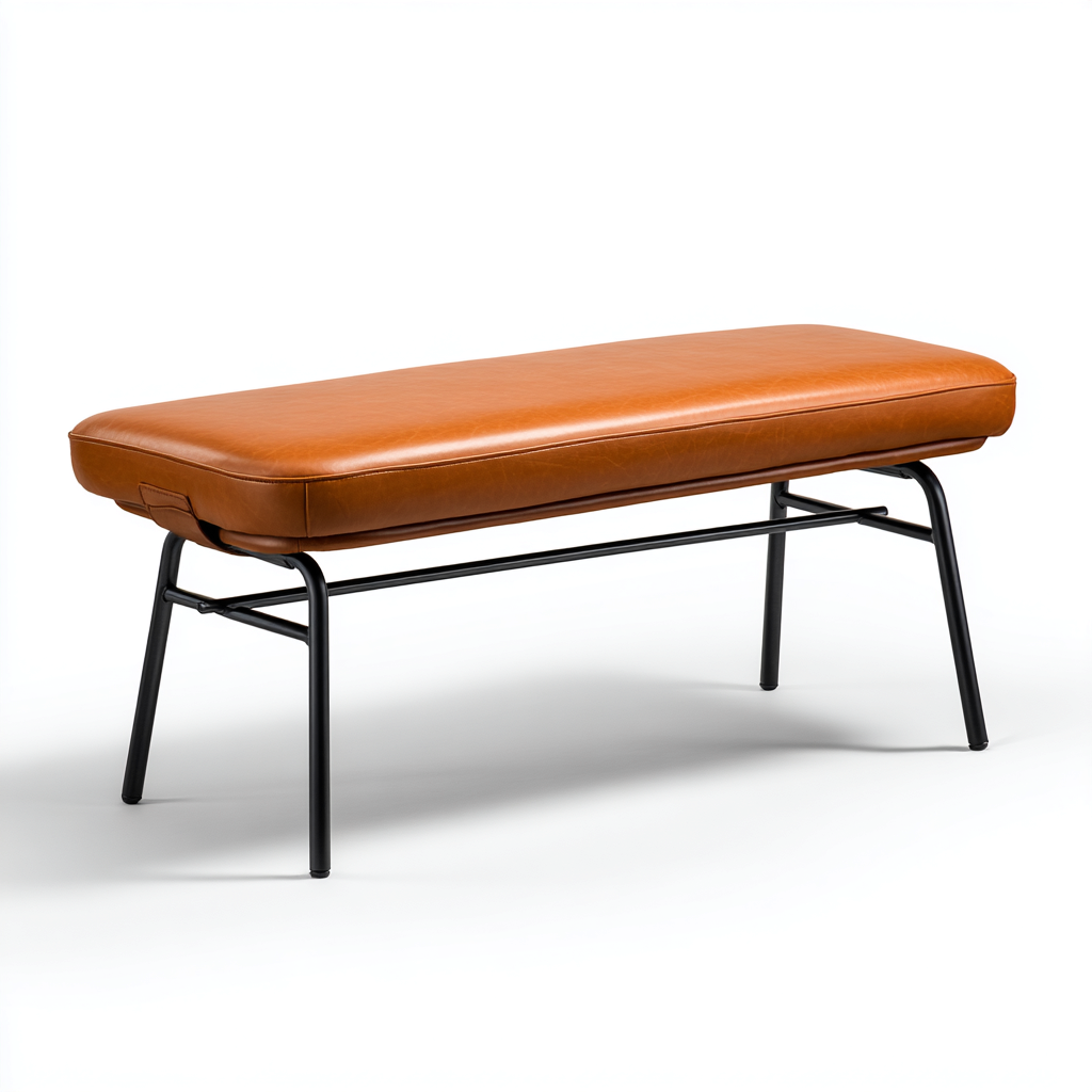 Banco de dormitorio - metal-cuero sintético - 120x40x46 cm - marrón-negro - diseño contemporáneo-Bamboogonest