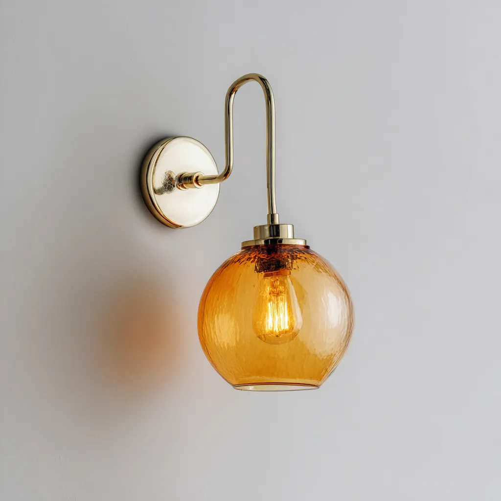 Aplique de pared - vidrio-metal - 18x34 cm - ámbar-dorado - estilo moderno-Bamboogonest