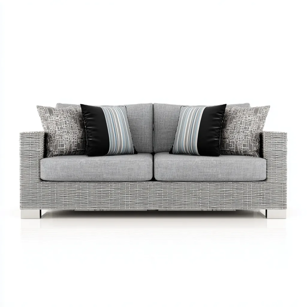 Sofá de jardín - ratán sintético - 175x82x80 cm - gris claro - diseño moderno-Bamboogonest