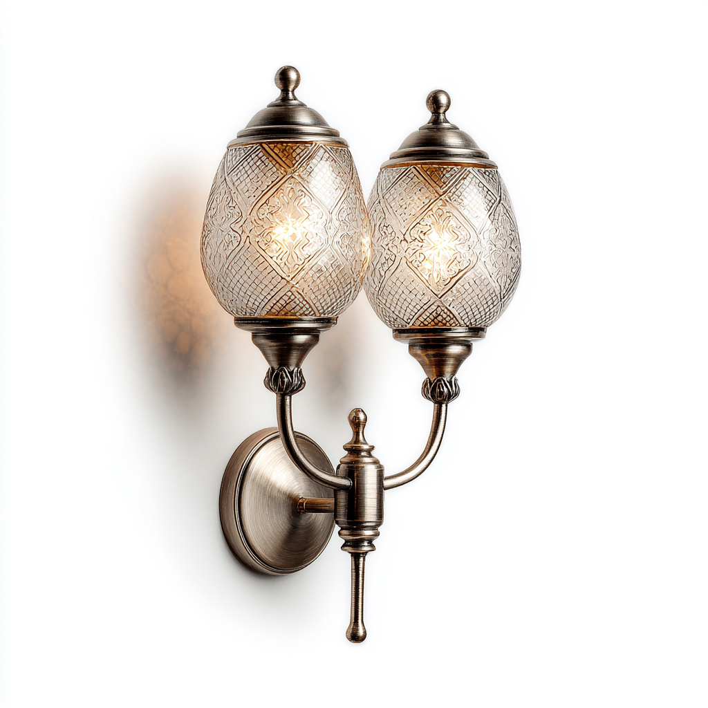 Aplique de pared - metal - vidrio - 32x38 cm - plateado-ámbar - diseño clásico-Bamboogonest