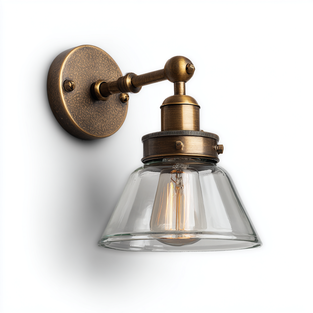 Aplique de pared - vidrio-metal - 18x27 cm - transparente-dorado envejecido - estilo vintage-Bamboogonest