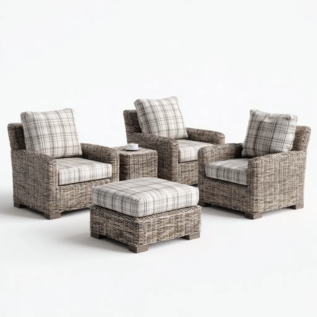 Sofá de jardín - ratán sintético - 85x75x90 cm - beige-blanco - diseño moderno-Bamboogonest