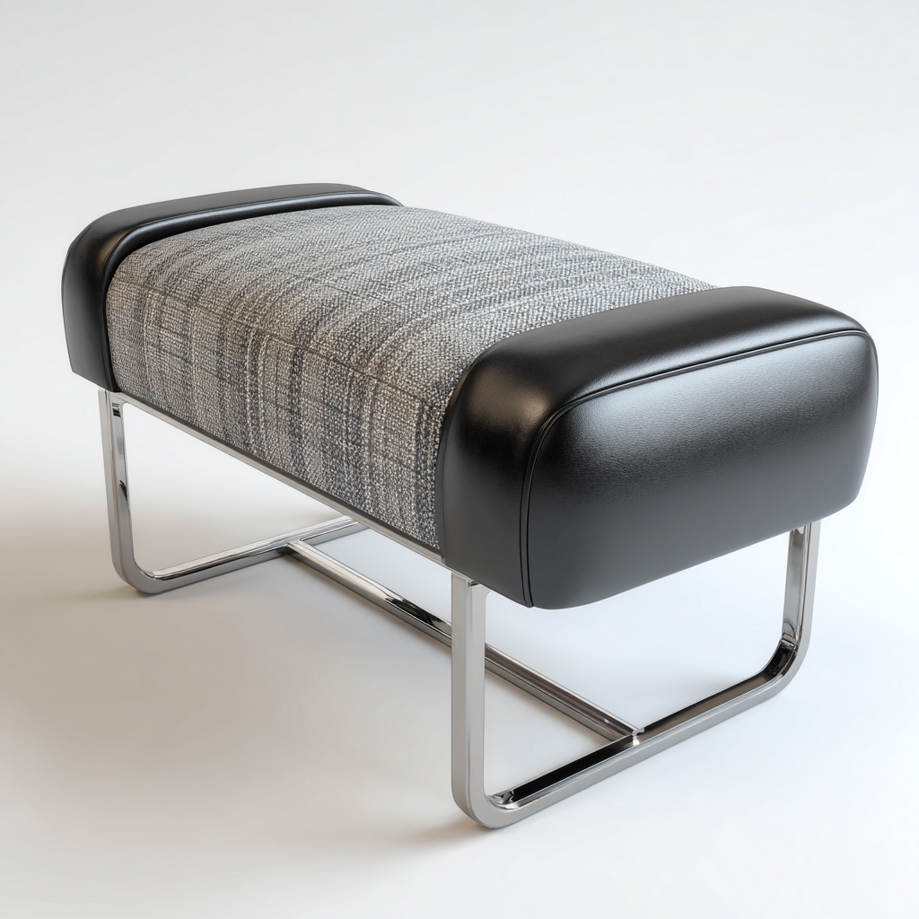 Banco de dormitorio - metal-tejido-cuero sintético - 78x38x44 cm - gris-negro - diseño contemporáneo-Bamboogonest