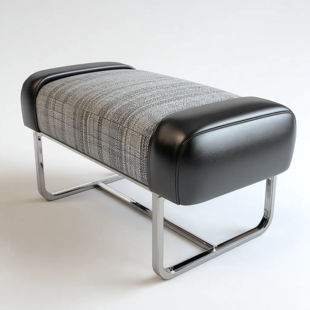 Banco de dormitorio - metal-tejido-cuero sintético - 78x38x44 cm - gris-negro - diseño contemporáneo-Bamboogonest