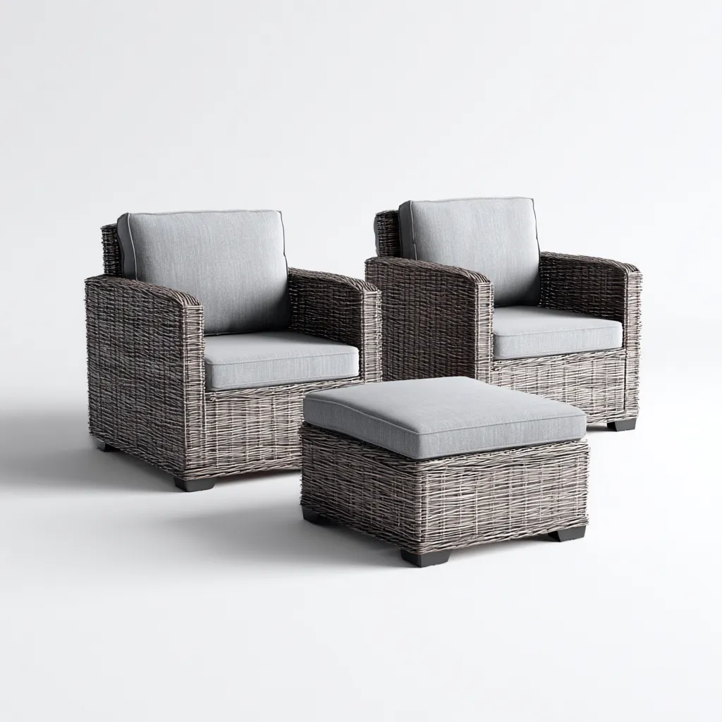 Sofá de jardín - ratán sintético - 75x75x90 cm - gris - diseño moderno-Bamboogonest