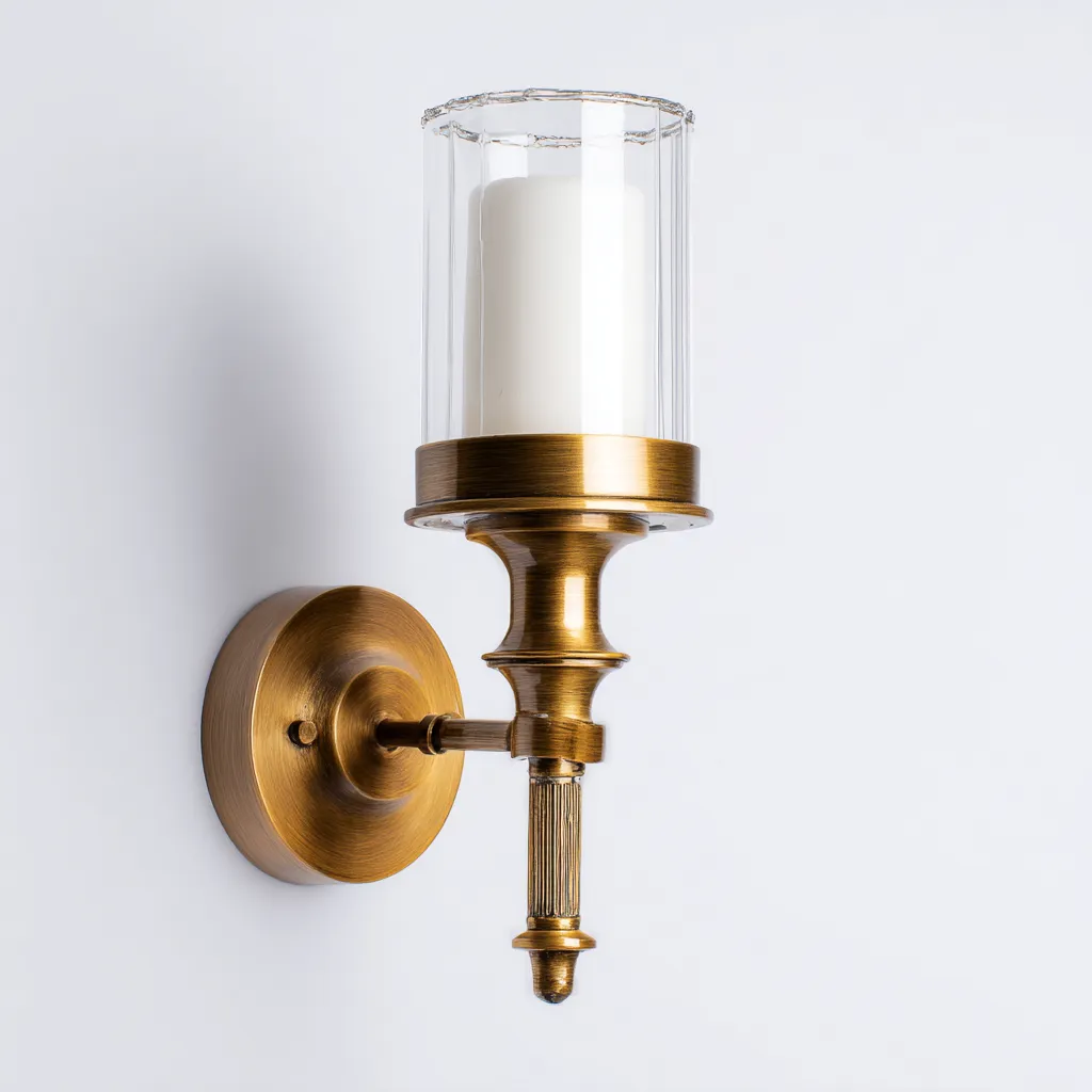 Aplique de pared - metal - vidrio - 14x38 cm - latón-transparentes - diseño clásico-Bamboogonest