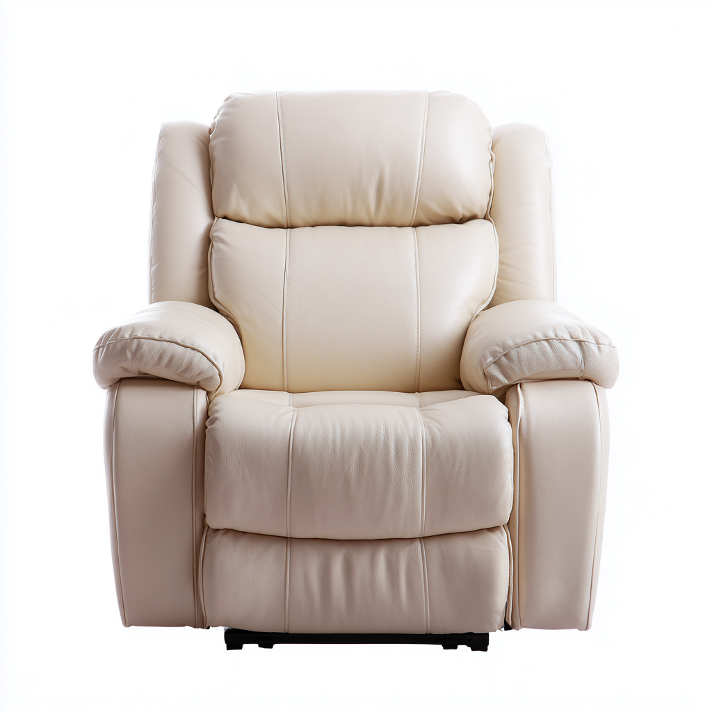 Sillón reclinable - cuero sintético - 100x95x106 cm - beige - diseño moderno-Bamboogonest