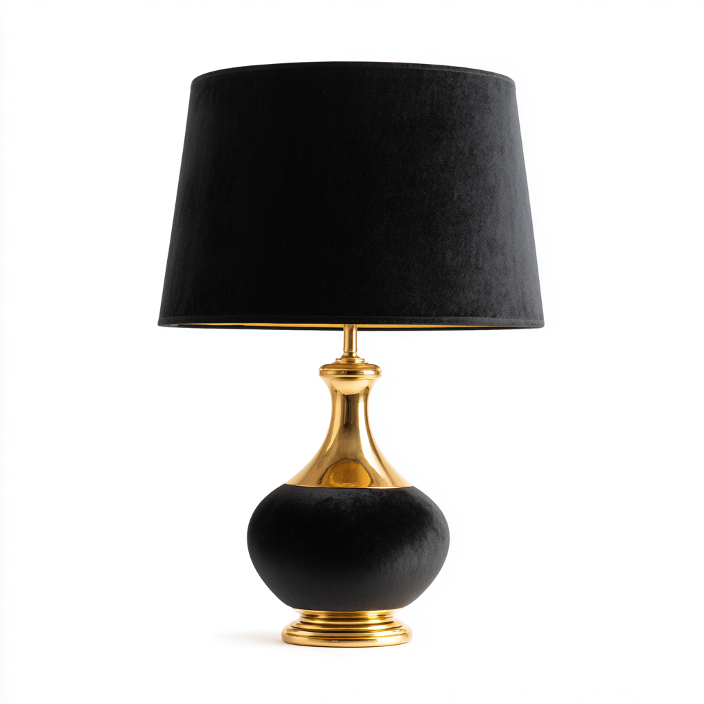 Lámpara de mesa-terciopelo-metal-35x57 cm-negro-oro-estilo moderno-Bamboogonest