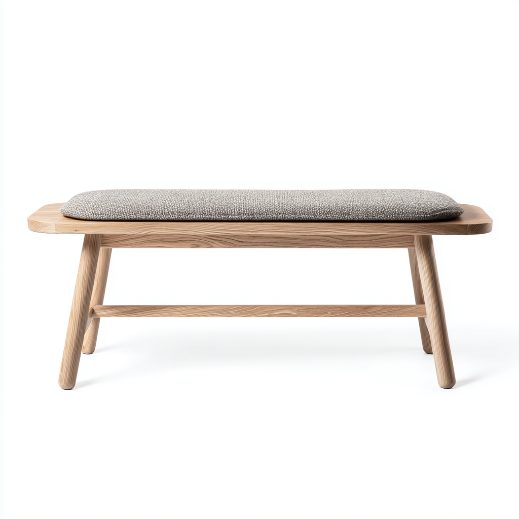 Banco de dormitorio - madera-tela - 95x35x43 cm - gris - diseño moderno-Bamboogonest