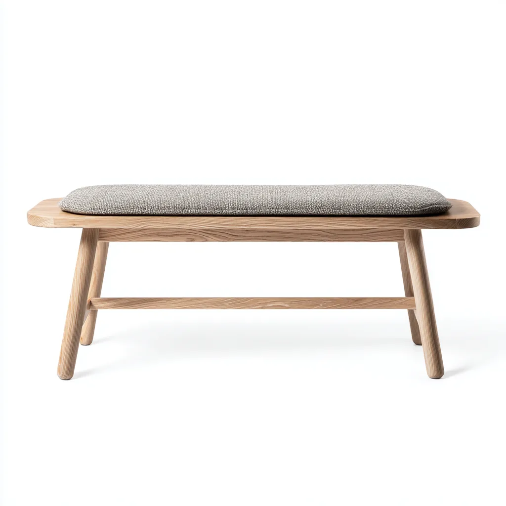 Banco de dormitorio - madera-tela - 95x35x43 cm - gris - diseño moderno-Bamboogonest