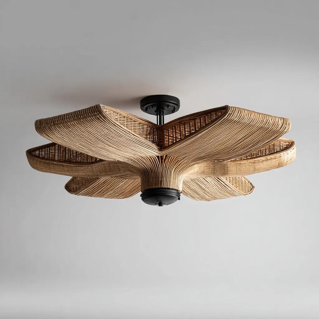 Lámpara de techo - ratán - 70x28 cm - marrón claro - estilo natural orgánico-Bamboogonest