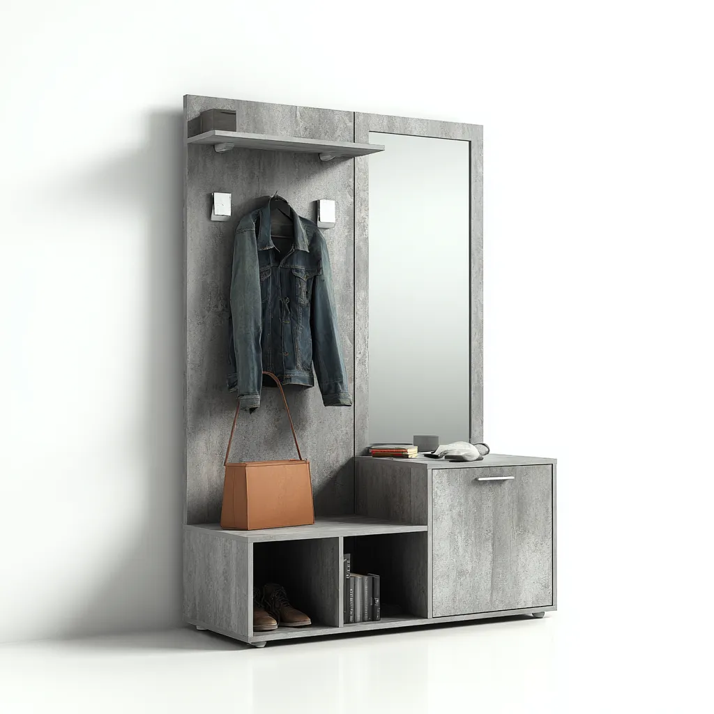 Perchero-madera-100x35x185 cm-gris-diseño contemporáneo-Bamboogonest