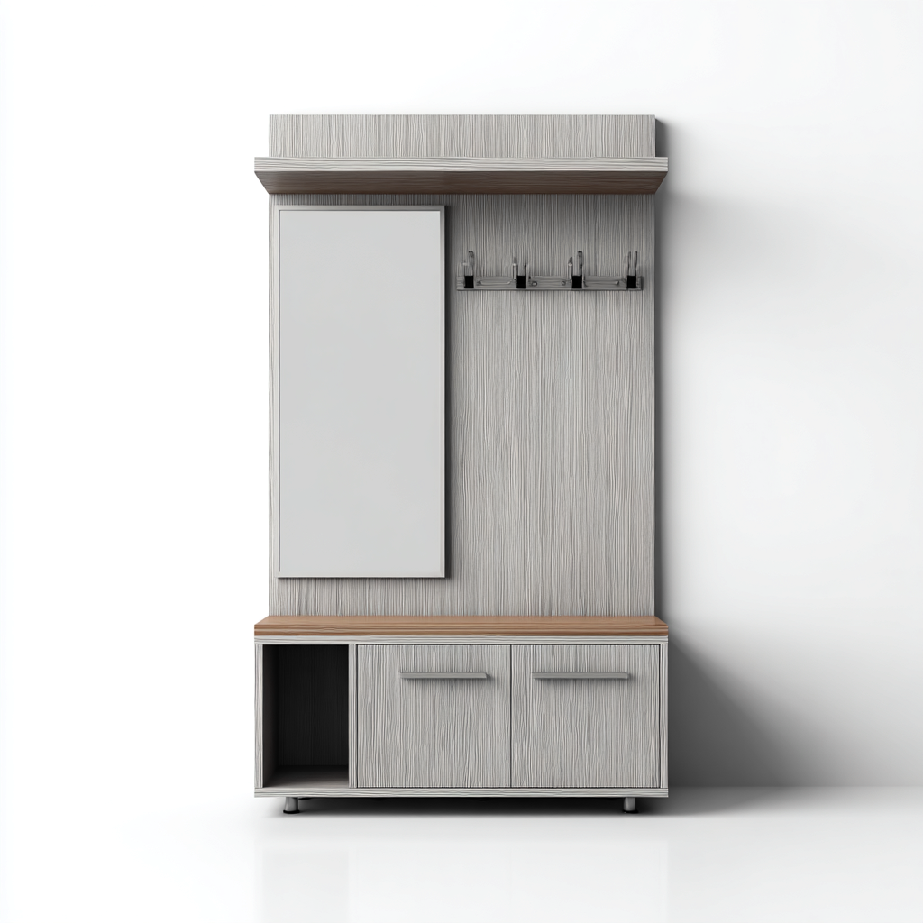 Perchero-madera-105x38x185 cm-gris-roble-diseño moderno-Bamboogonest