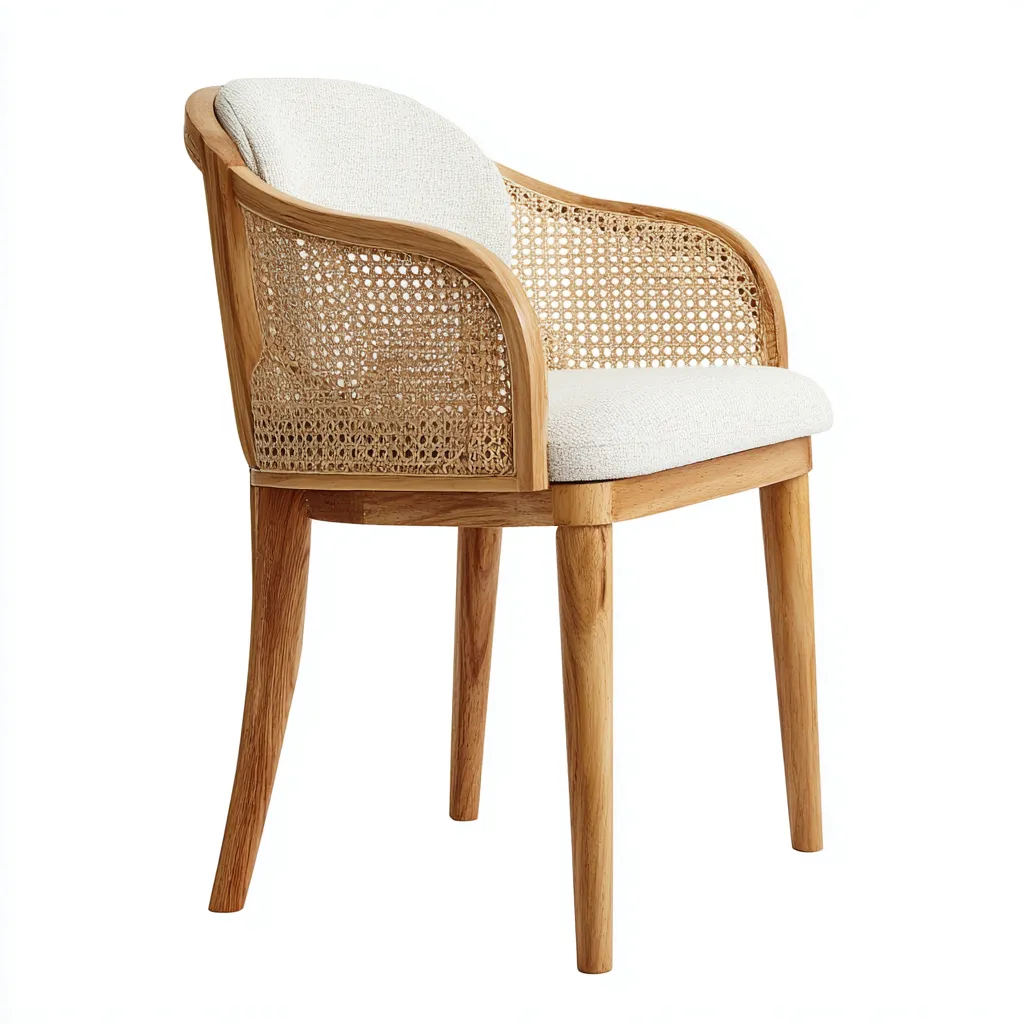 Silla de jardín - madera-ratán - 55x56x78 cm - natural-blanco - diseño contemporáneo-Bamboogonest
