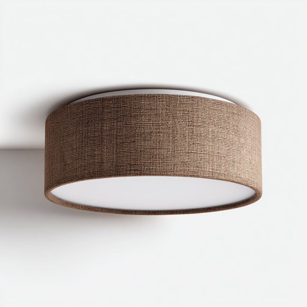 Lámpara de techo - tela - 38x14 cm - marrón - diseño moderno-Bamboogonest