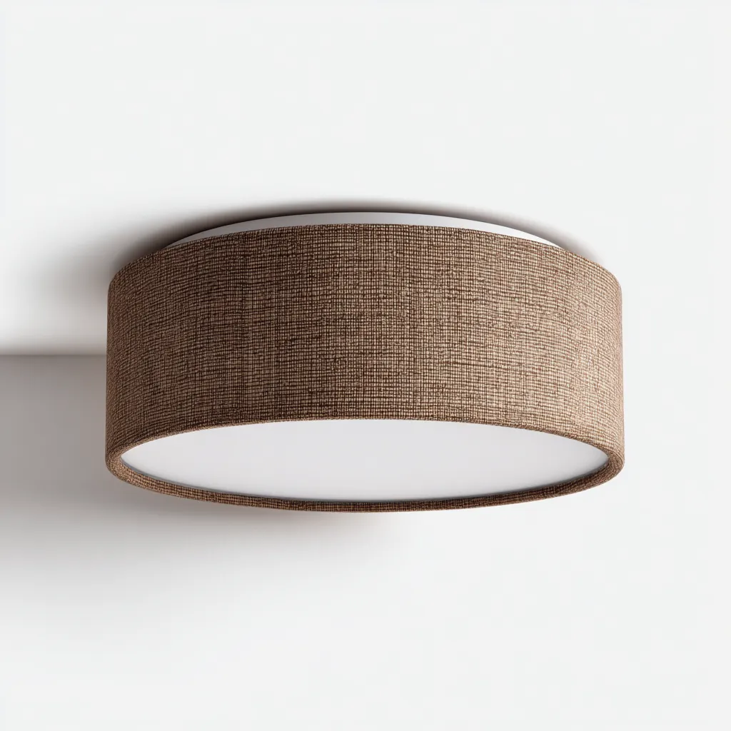 Lámpara de techo - tela - 38x14 cm - marrón - diseño moderno-Bamboogonest